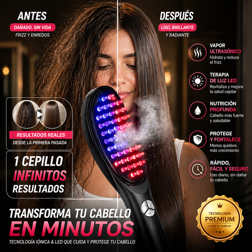 Cepillo vaporizador anticaída + masajeador capilar 3 en 1