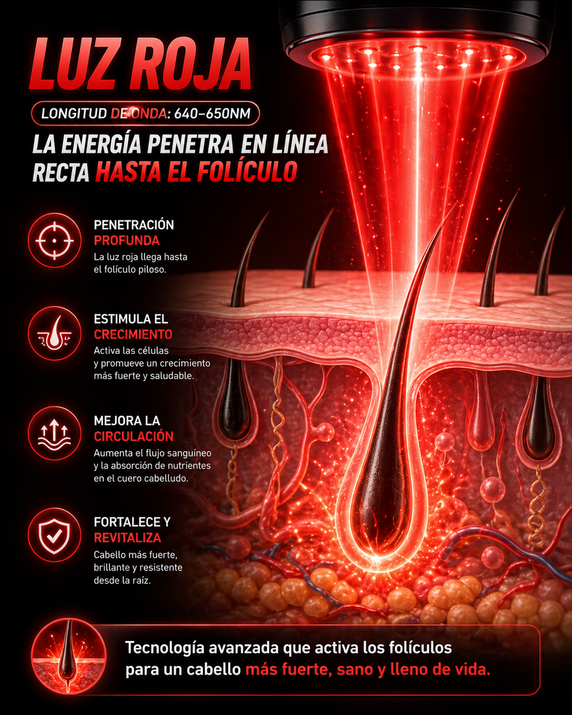 Cepillo vaporizador anticaída + masajeador capilar 3 en 1